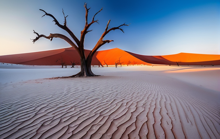 나미비아에서의 독특한 경험 - **Prompt for Namib Desert Landscape:**
"A breathtaking panoramic shot of Deadvlei in the Namib D...