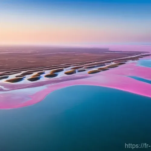 Home 1 나미비아 월비스 베이 플라밍고 투어 - **"A spectacular aerial panoramic view of Walvis Bay, Namibia, at dawn. The shallow lagoon is teemin...