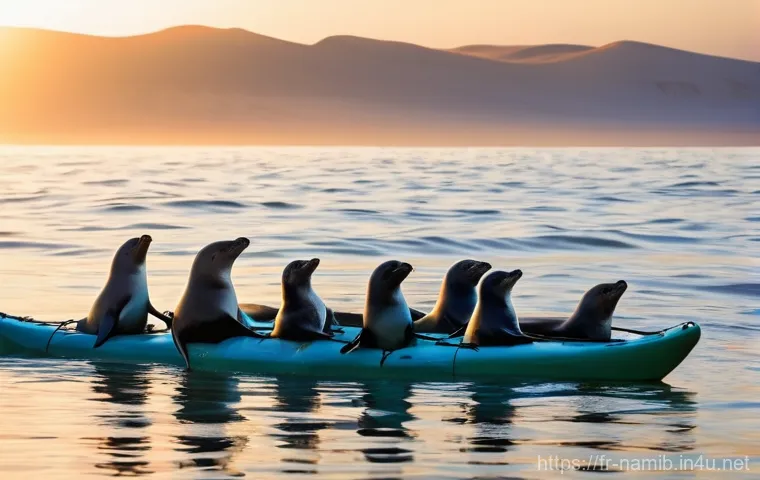 나미비아 월비스 베이 플라밍고 투어 - **"A spectacular aerial panoramic view of Walvis Bay, Namibia, at dawn. The shallow lagoon is teemin...